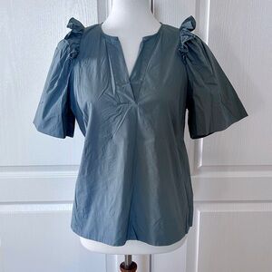 Sea New York Slate Blouse with Ruffled Shoulders